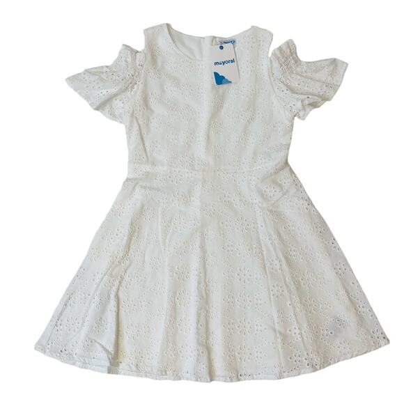 NWT Mayoral Size 18 Blanco Eyelet Dress - Picture 1 of 8